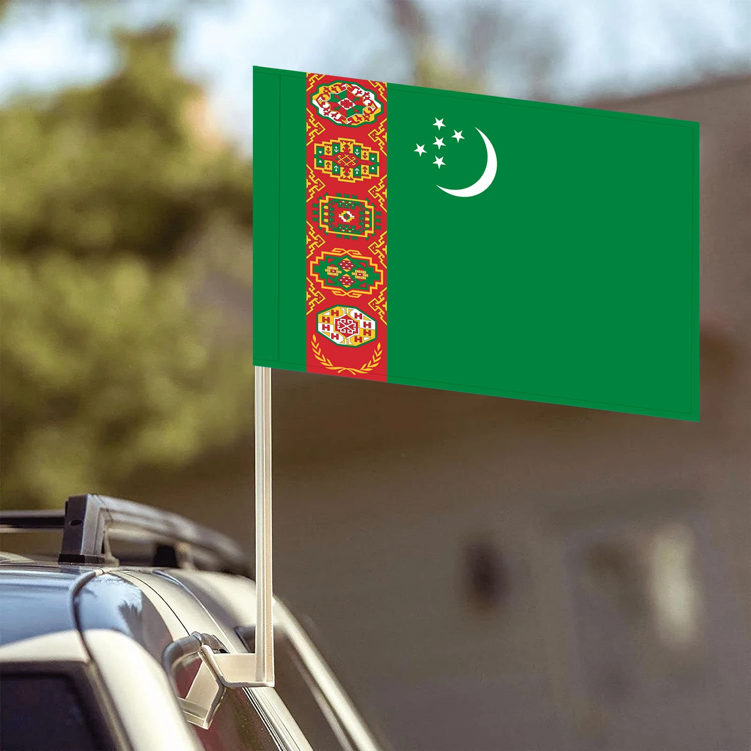 Flagnshow 100% Polyester Turkmenistan Car Flags