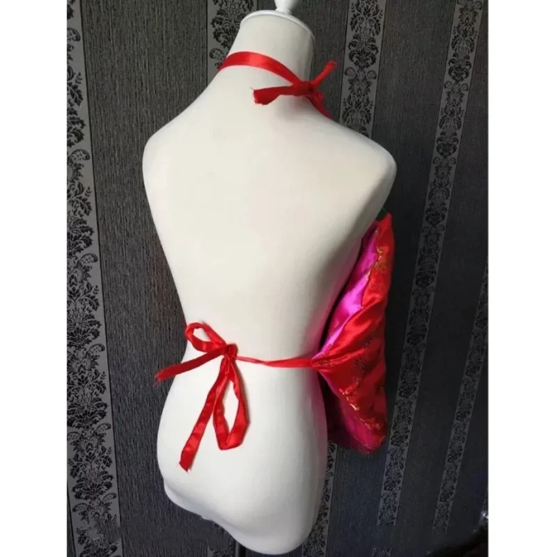 Handmade Glossy Satin Sexy DuDou Bellyband Camisole Floral Soft Silky Touch Filled Cotton ABDL Adjustable Warm Belly Tank Top BF