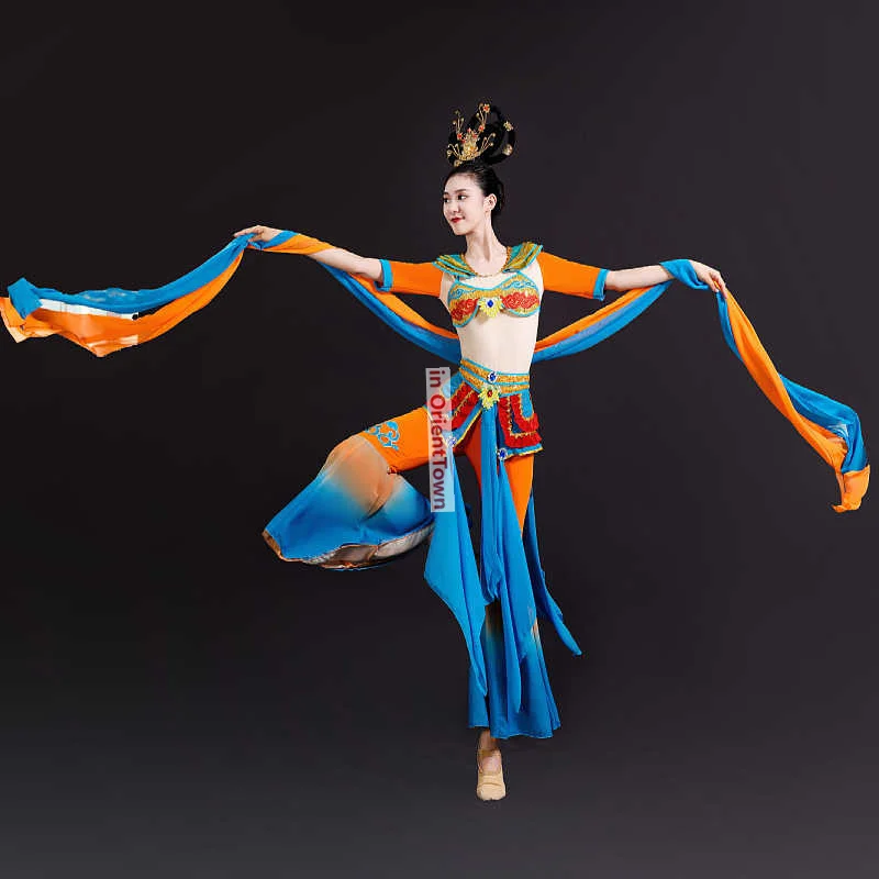 Fairy Floating and Rebounding Pipa National Music Drum Classical Dance Art Exam Costume Set China Dunhuang Feitian Dance Clothes