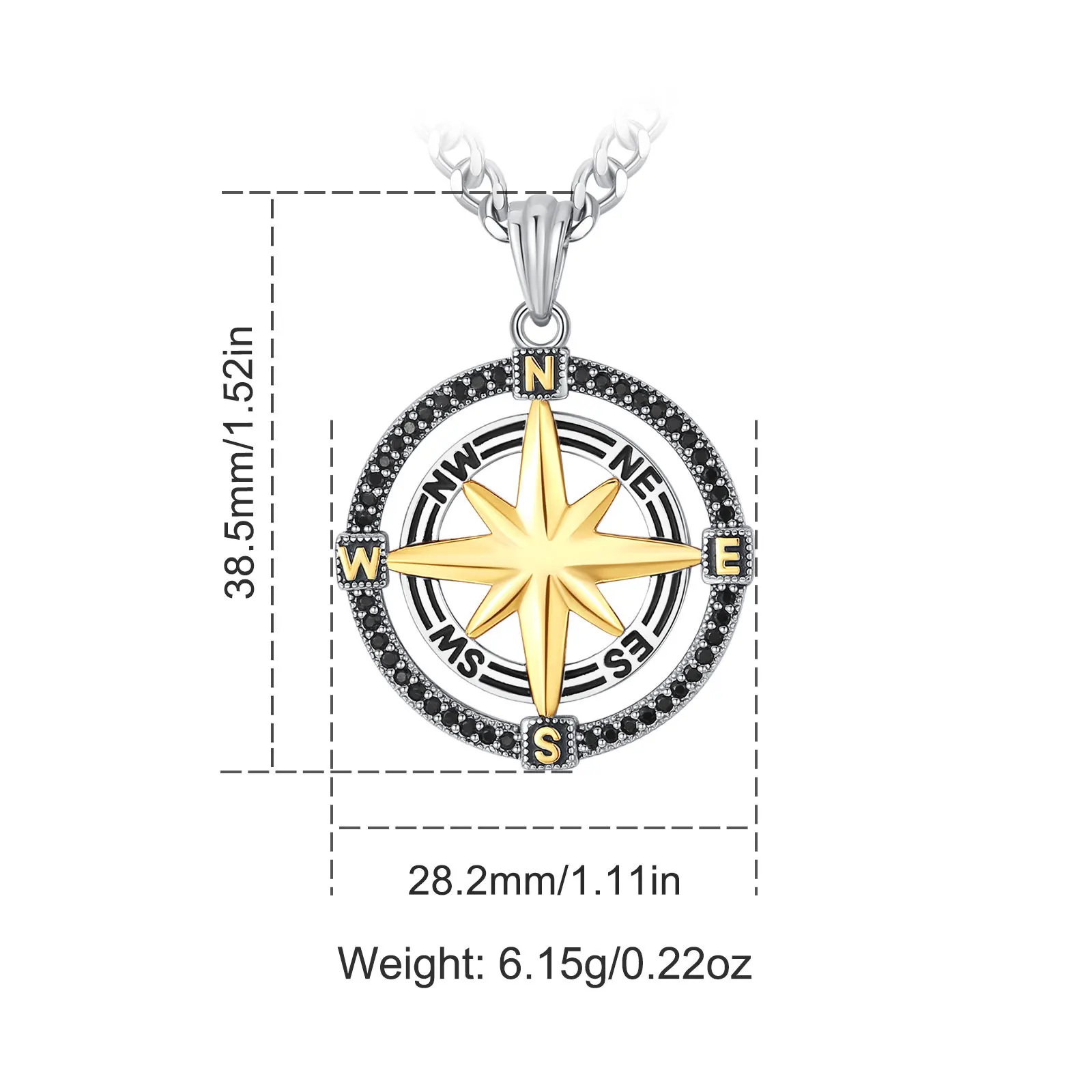 AEONSLOVE 925 Sterling Silver Compass Necklace 18K Gold Plated North Star Pendant Nautical Jewelry Graduation Gift for Men Women