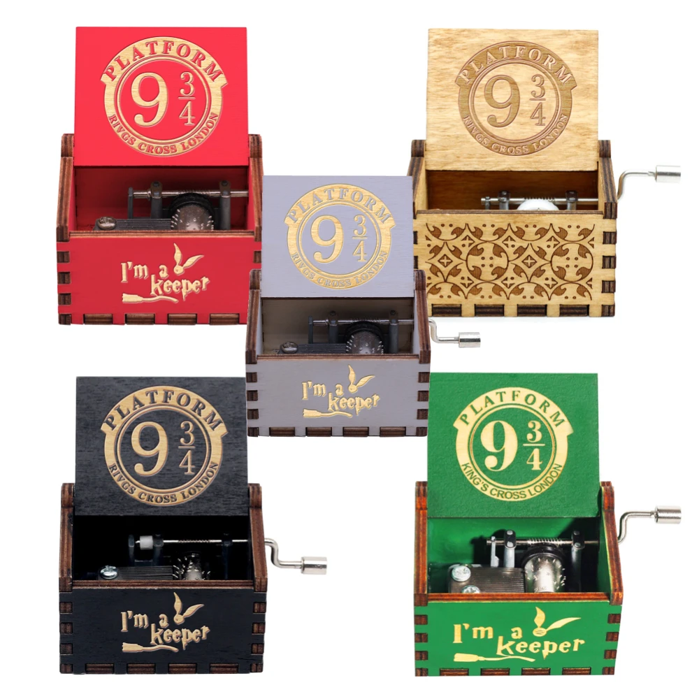 943 boîte à musique à manivelle en bois massif Antique sculpté en bois boîte à musique à manivelle Figure cadeau d'anniversaire de noël