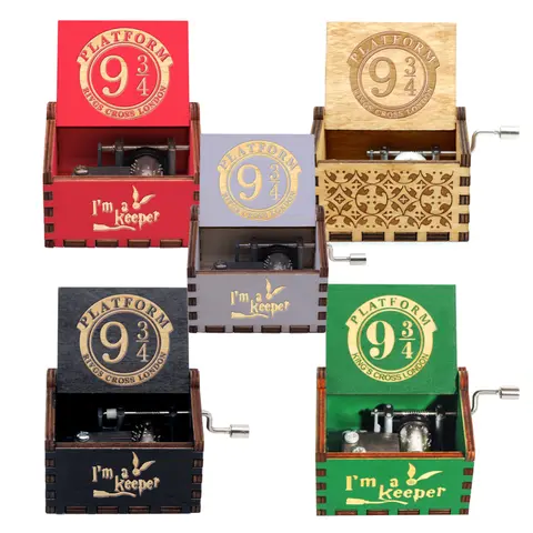 943 Hand Cranked Music Box Solid Wood Antique Carved Wooden Hand Crank Music Box Figure  Christmas Birthday Gift