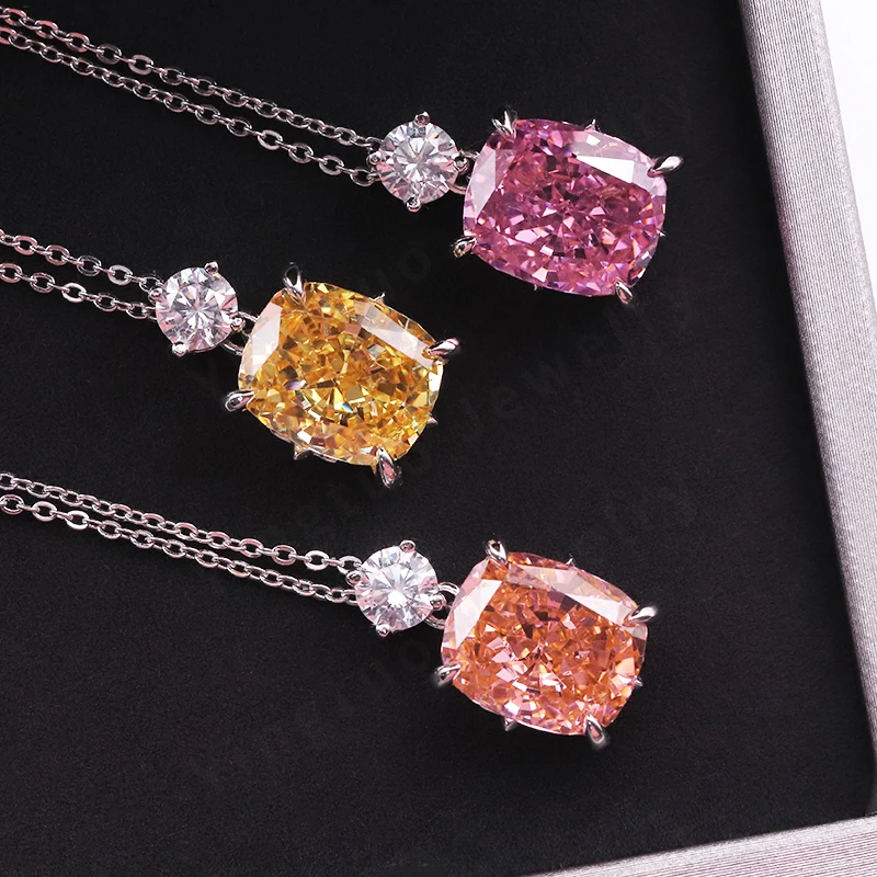 WZ YINGTUO Crushed Ice Cubic Zirconia Necklace High Carbon Diamond Pendant CZ Women Jewelry for Wedding Party Gift