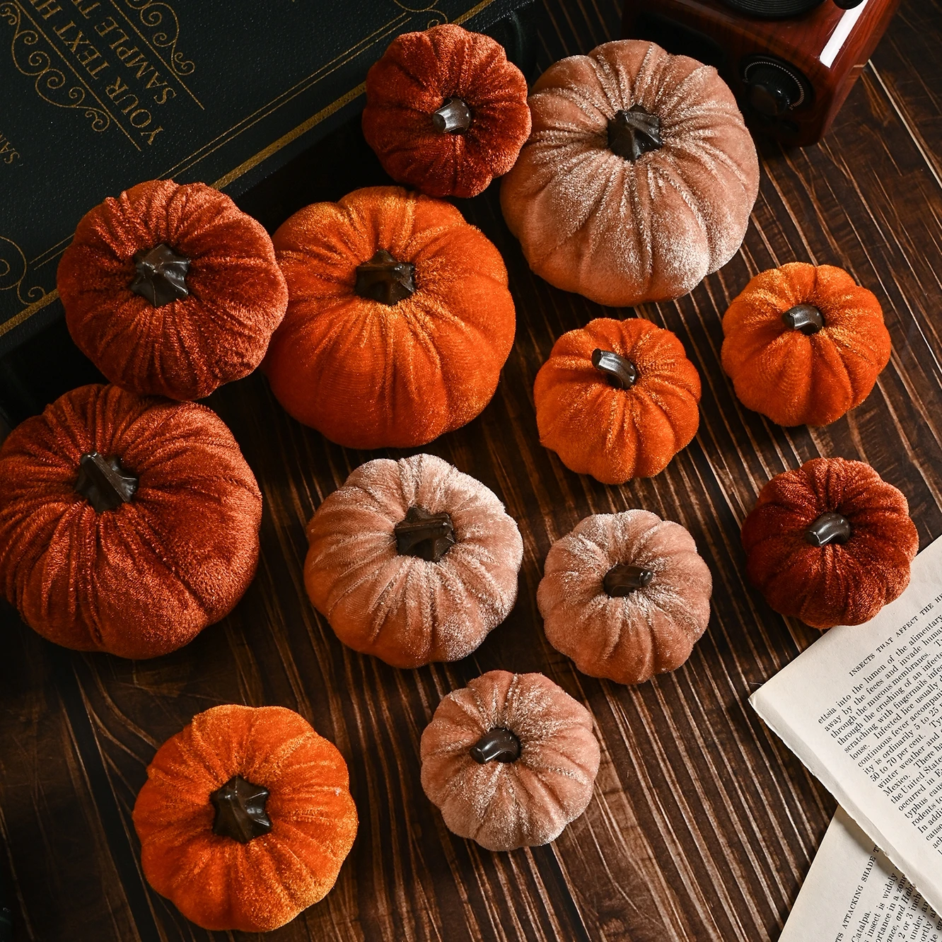 12 Stück pro Packung Künstliche Blumen aus Seide, Kürbisse für Heimdekoration, Tischdekoration, Hochzeit, Weihnachtsbaum, Halloween, DIY Geschenkbox, Scrapbook-Bastelzubehör – Detail 6