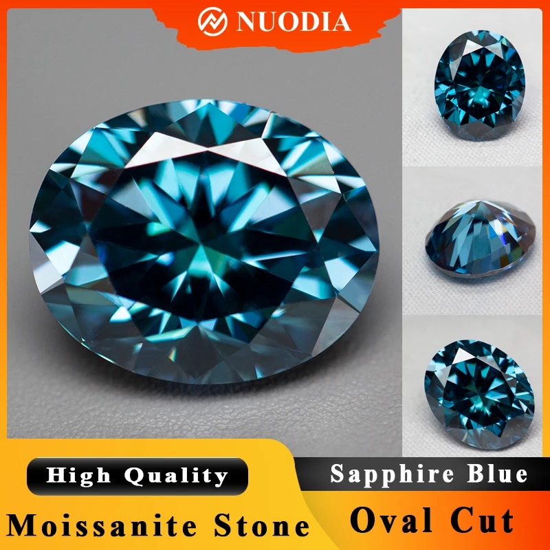 

Hot Sapphire Blue Color Moissanite Stone With Certificate Oval Cut 1.0-5.0ct Certified Moissanite Loose Gemstone Jewelry Making