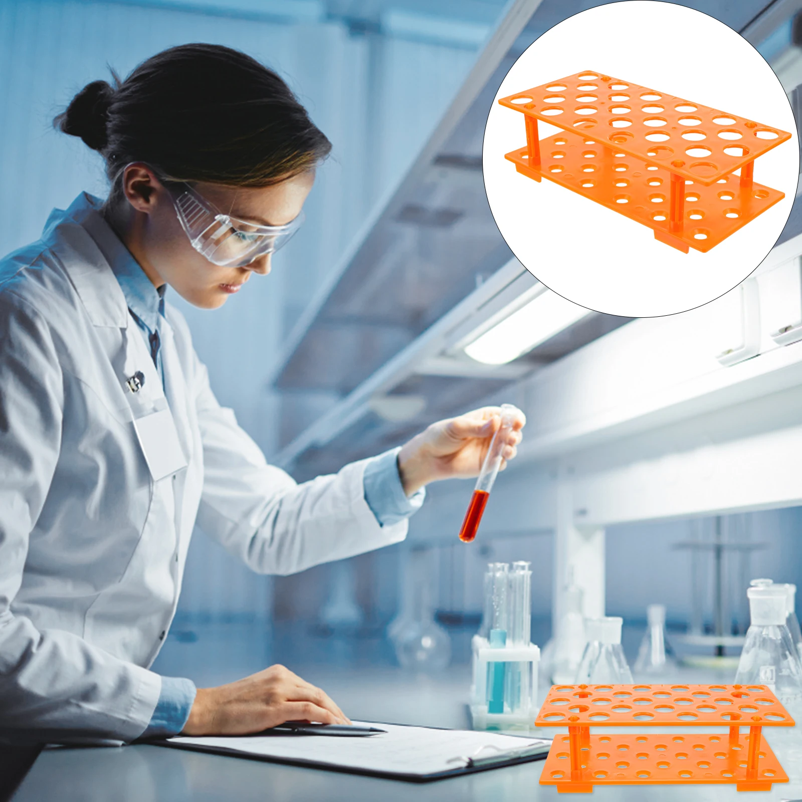 

28 Holes Tube Rack Microcentrifuge Plastic Containers Storage Tiny Tubes Orange Lightweight Temperature Resistance