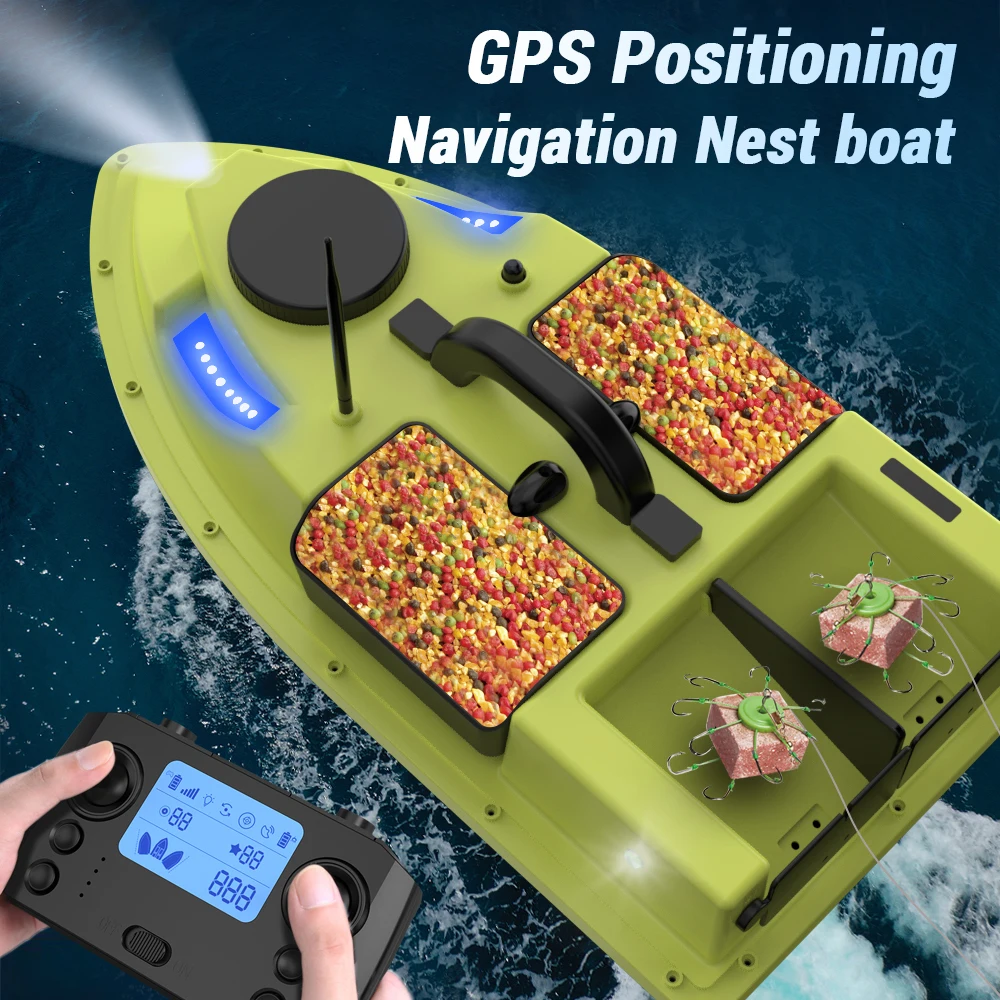 GPS RC Bait Boat 500M Wireless Remote Control Fishing Bait Boat Fishing Feeder Boat Ship with with 4 Bait Containers 2KG Load