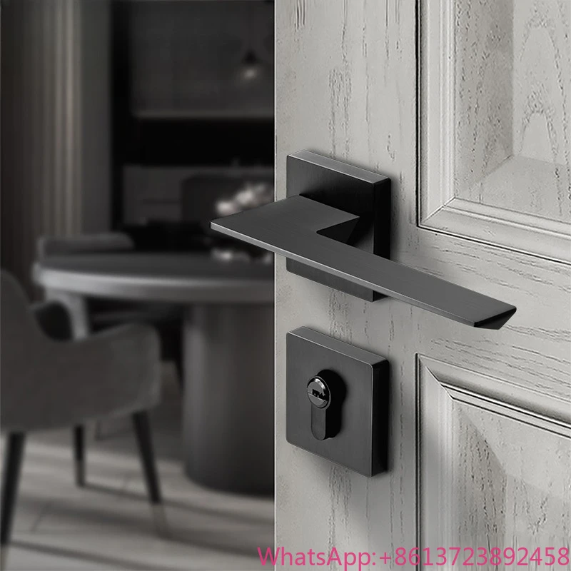 家庭用ユニバーサルロック用部品-グレー-室内寝室ドアハンドル-ルームドア-木製ドアロック