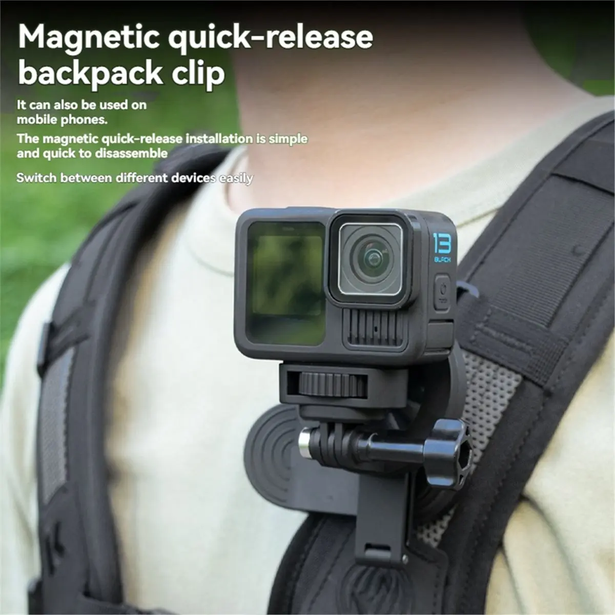 Punctual- Quick-Release Magnetic Clip for DJI Action 6 5Pro 4 3 for GoPro 13/12/11 for Insta360 First-Person Shooting Chest Clip
