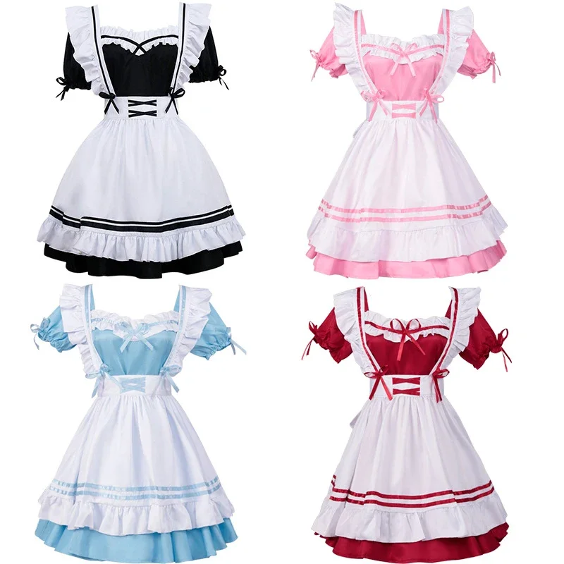 Sexy cameriera Costume Cosplay petto basso Lolita Outfit Anime dolce carino uniforme giapponese festa di carnevale bella ragazza donne grembiule vestito