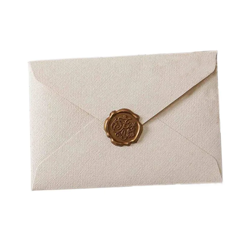 Custom. Burlap Envelope Letter Paper Set Vintage Style Book Invitation High-end Business Invitation Postcard Wax Seal Envelope B