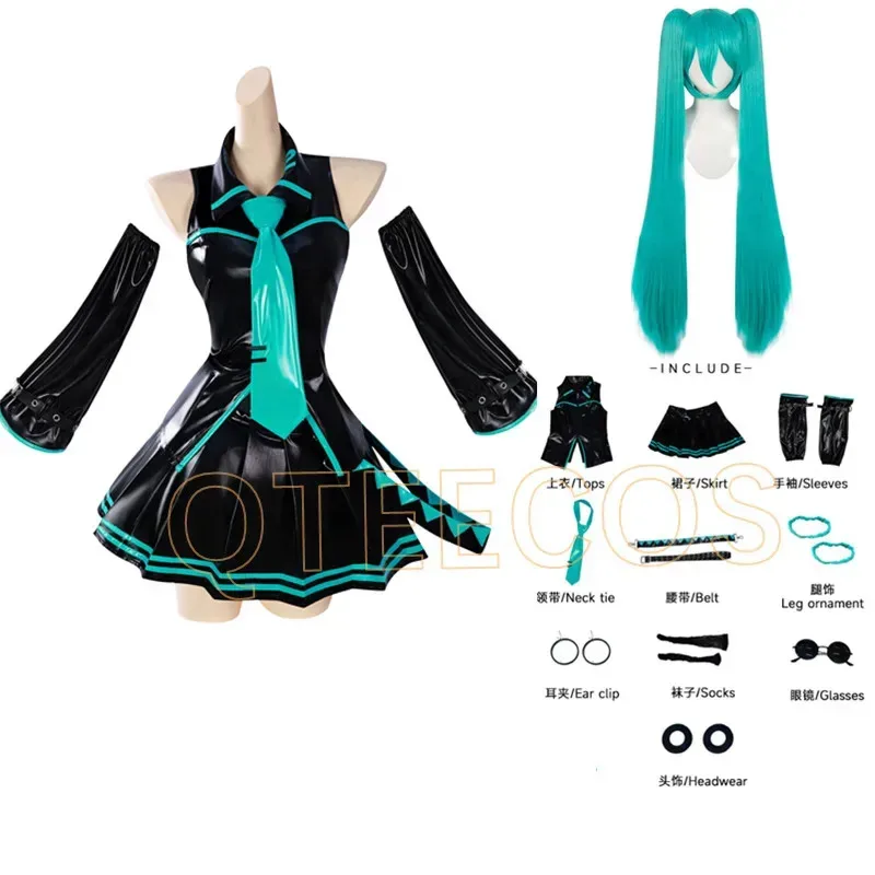 

Новинка 2026 года, черный кожаный классический костюм Мику для косплея, платье из лакированного латекса, аниме, униформа на Хэллоуин, Outfi ★ ☆ ❤ ★ ☆