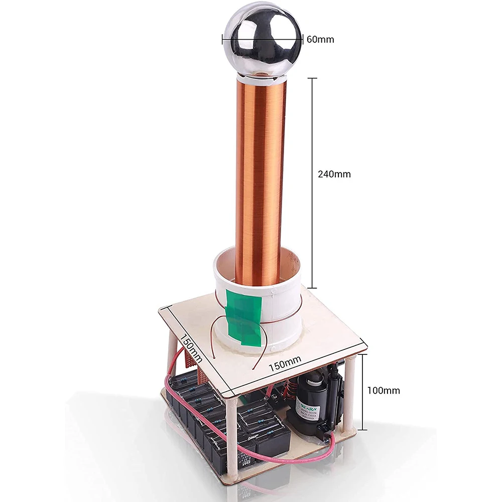 Kit elettronico fai-da-te Trasmissione wireless DC 12 ~ 36V Suite di formazione per saldatura Bobina Tesla Generatore al plasma Spark Gap Mini Ball