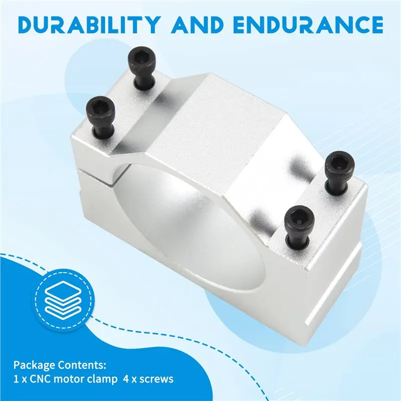 AT63-Spindle Clamp Motor Bracket, Aluminum Bracket Clamp With 4 Screws For CNC Engraving Machine Motor Mounting Bracket