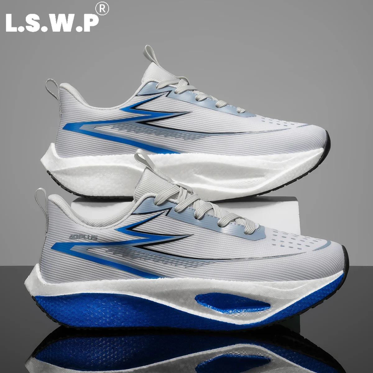 Men's Casual Sports Shoes, Men's Professional Marathon Racing Running Shoes, Lightweight Woven Mesh Sports Shoes, High-Elastic Thick-Soled Shock-Absorbing, Non-Slip, Wear-Resistant, Simple Lines, Outdoor Long-Distance Running, Fitness Training, Men's Sports Running Shoes