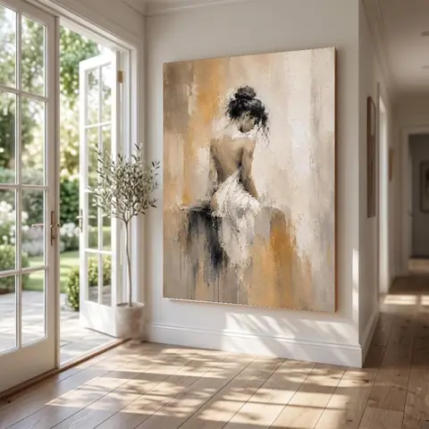 100% Handmade Abstract Oil Painting Pop Thick Layer Figure Canvas Mural Unique Wall Art Picture for Home Living Room Decor Image