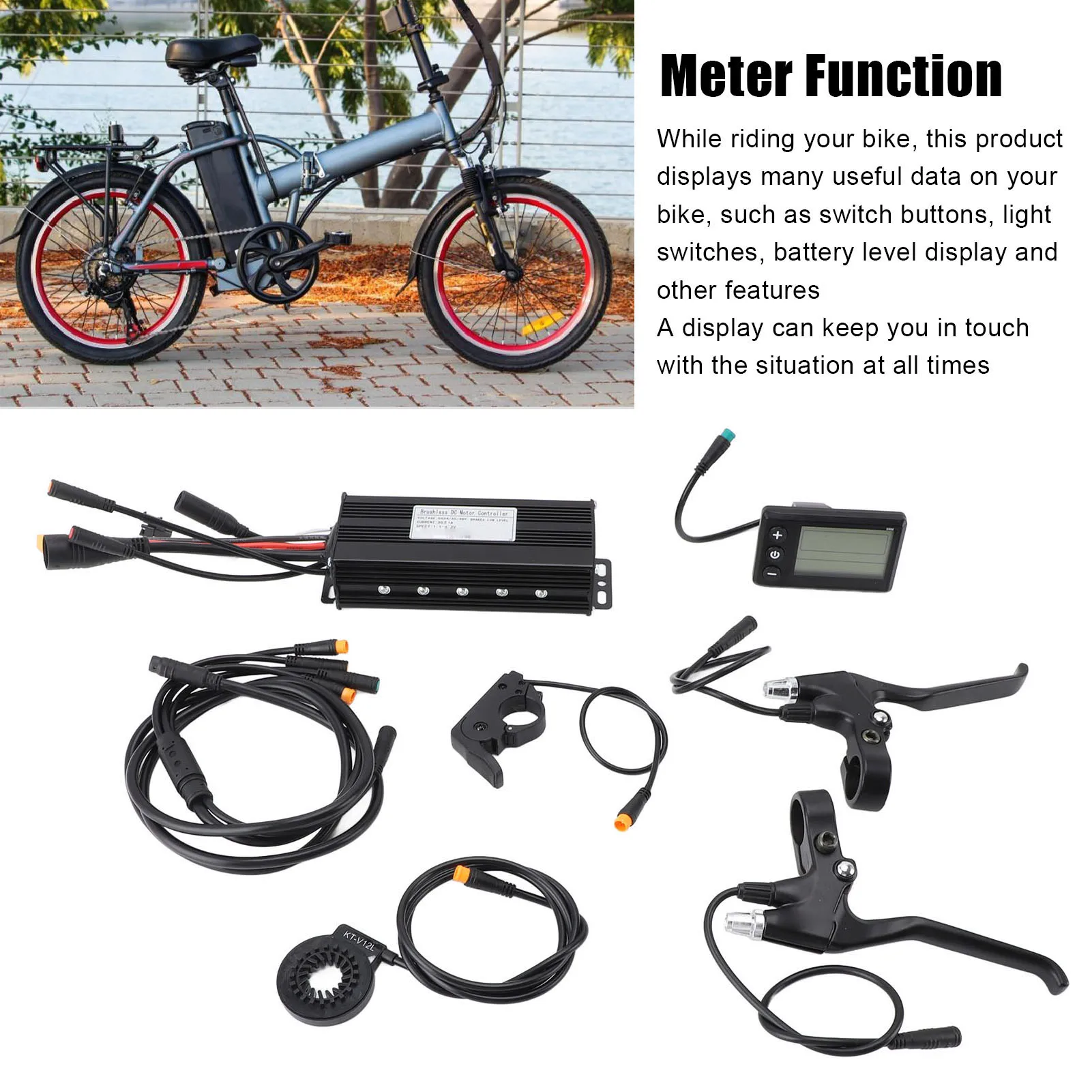 30A Motor Controller, Electric Bicycle Controller Display Kit 30A Waterproof Controller Instrument with S866 Display for 24V 36V