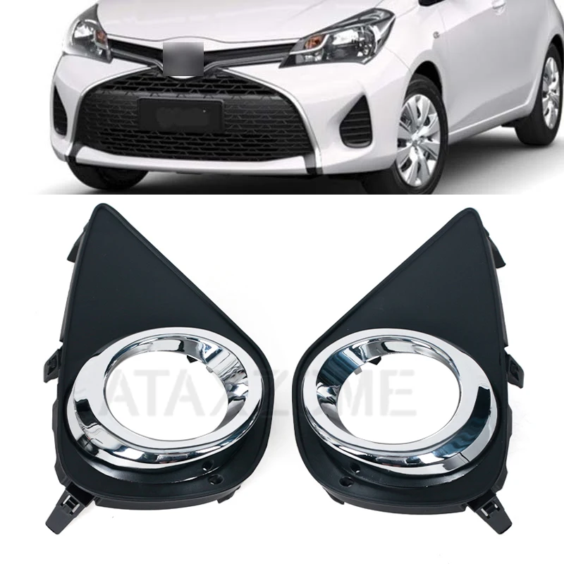 Chrome Fog Light Cover  For Toyota Yaris  2015 2016 2017 Foglight Lamp Grille Grill Bezel Shade Front Bumper Driving Light