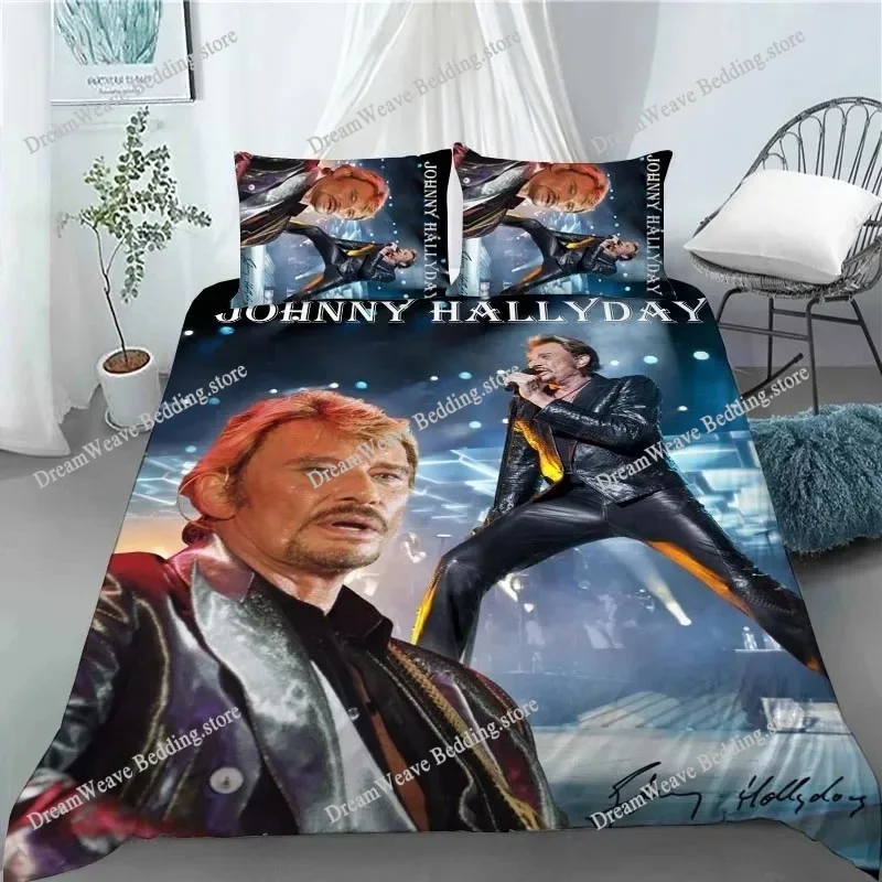 

Johnny Hallyday Bedding Set,Rock Star Music Duvet Cover Quilt Cover Pillowcase Single Double Size Boys Adult Birthday Gift