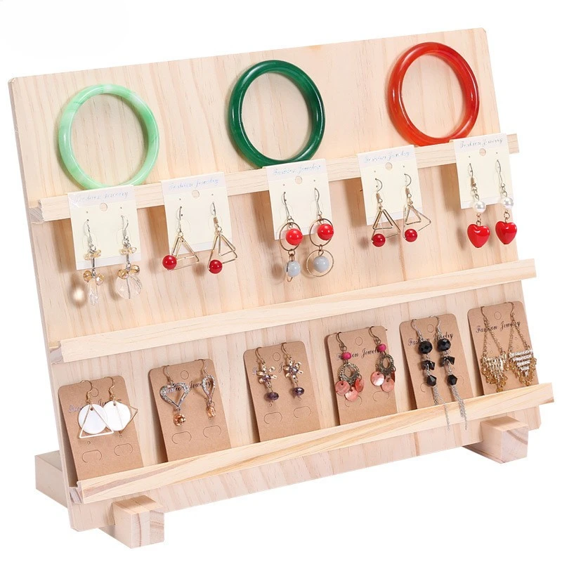 3/4/5 Layers Nature Wooden Jewelry Display Stand Earring Bracelet Organizer Storage Holders Wood Base Rack Stall