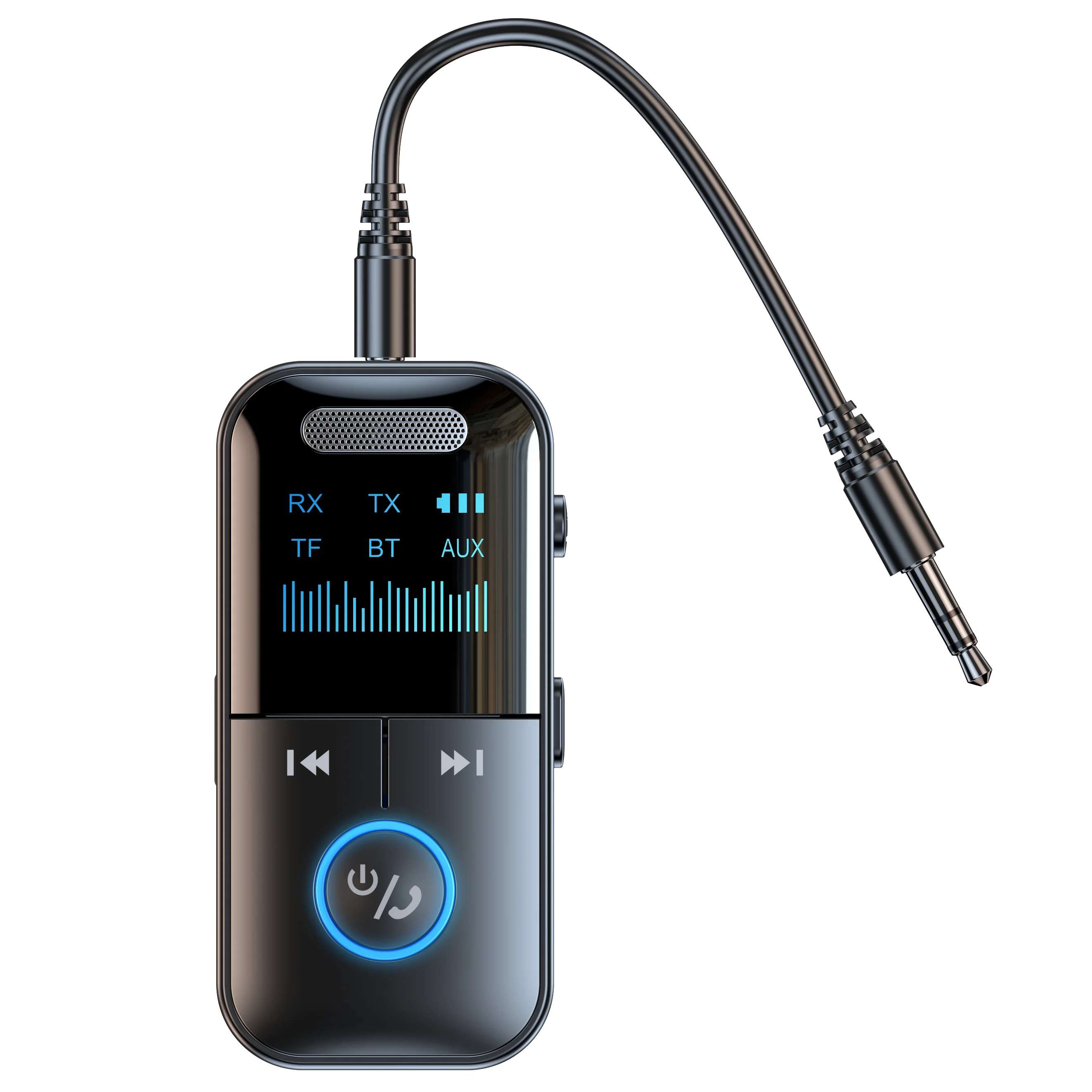 Adapter Bluetooth 5.4 Aux Odbiornik audio Nadajnik 3,5 mm Jack Wyświetlacz LED do samochodów / domowych słuchawek stereo / przewodowych / głośników / telewizorów