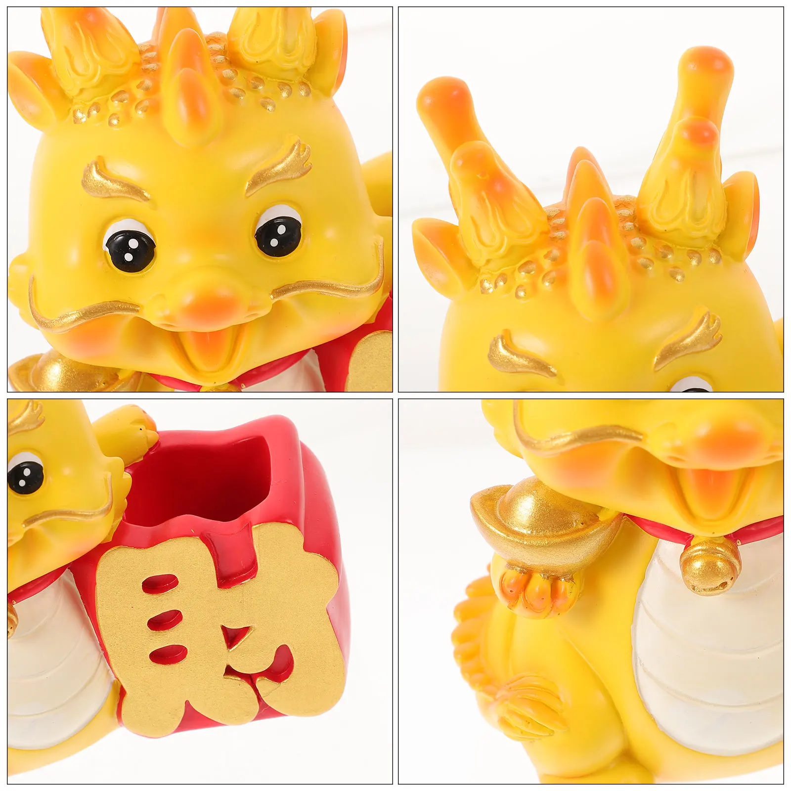 

Cute Dragon Statue Pen Holder Resin Themed Large Capacity Desk Organizer Sturdy Material Rounded Edges Stable Base Multi Purpose