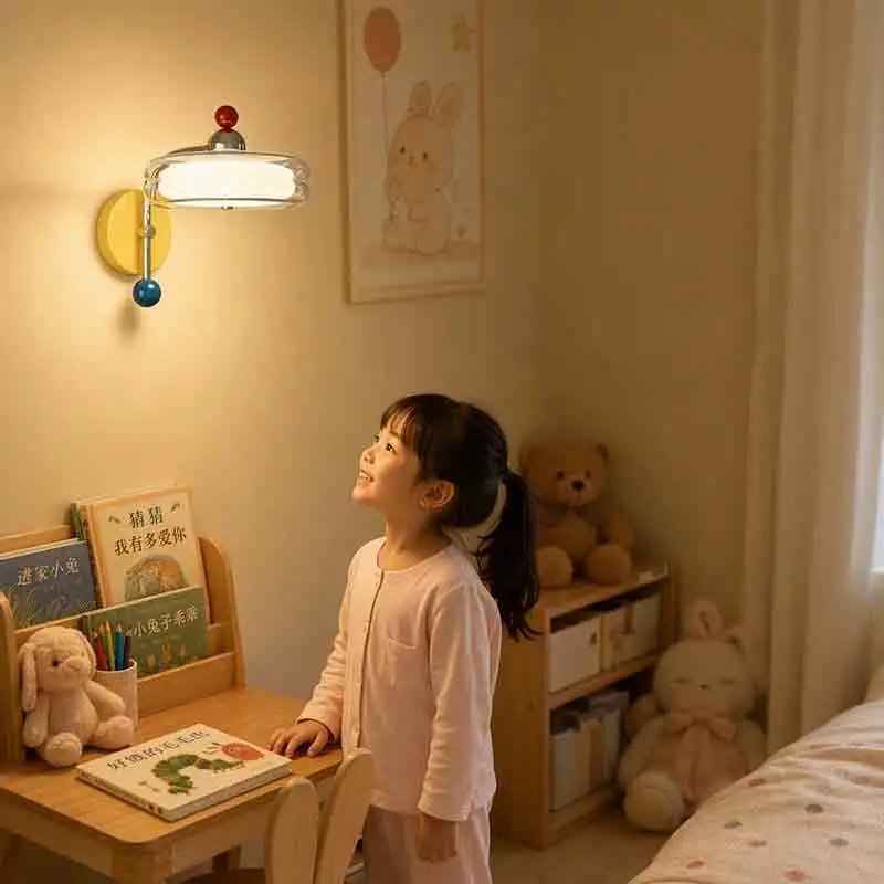 Memphis Children's Room Bedside Wall Lamps Colorful Dopamine Glass Lamp LED Warm Baby Room Girl Boy Bedroom Wall Lights