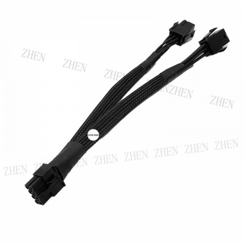 Y Y Dual 6 Pin Female To 8 Pin Male GPU Graphics Card Power Adapter Cable 18AWG