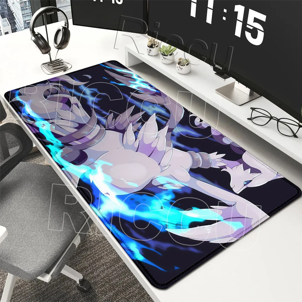 Pokemon Zekrom Reshiram Mouse Pad Anime Gaming Large Playmat Laptop Gamer PC Keyboard Accessorie HD printing LockEdge Rubber Rug