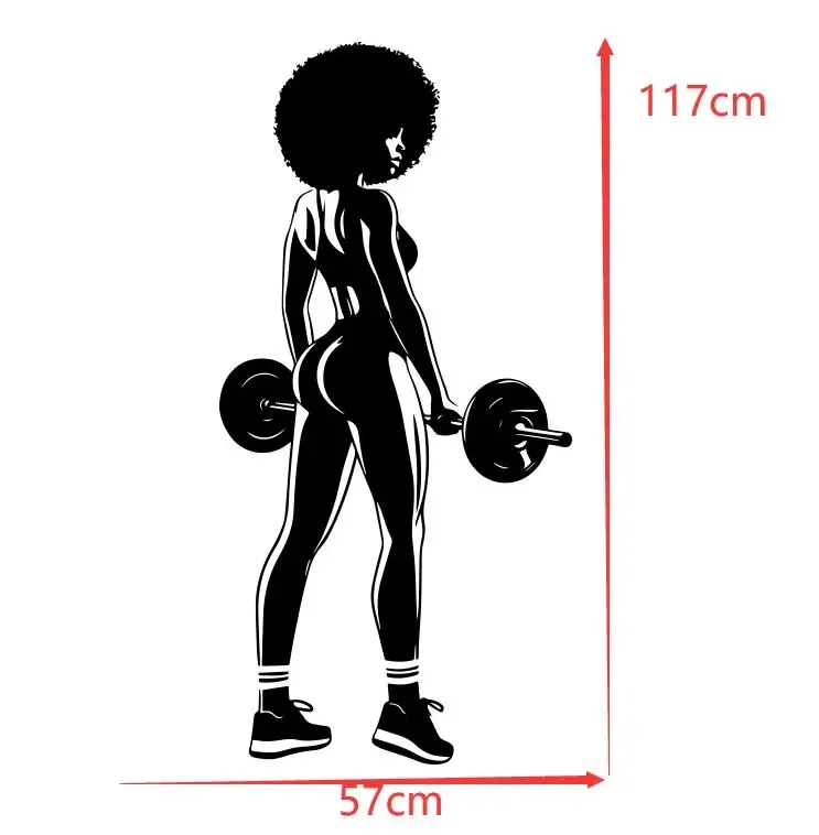 Gym Wall Decal Afro Girl Power Decor Workout Art Vinyl Gym Wall Stickers Bedroom Gym Workout Girl Motivation Crossfit E894