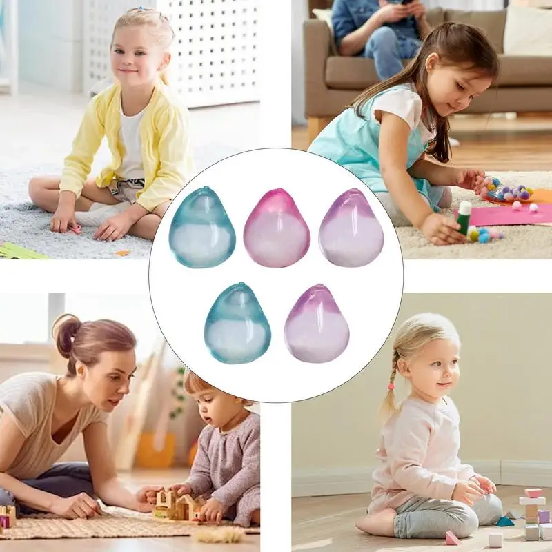 Fidget Squeeze Toy Gumdrop Stress Ball 5 Pieces Squeeze Fidget Toys Stress Squeeze Toy Ice Cube Fidget For Friends Children
