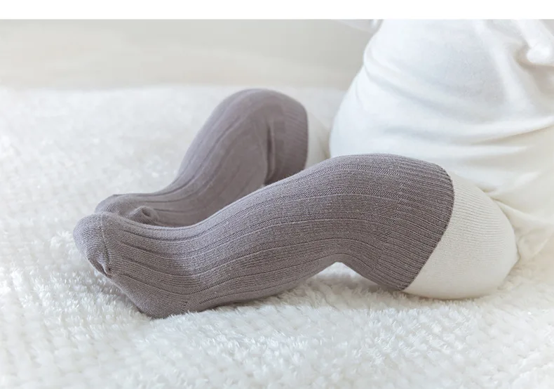 Baby Knee High Socks Solid Color Knit Long Socks for Newborn Infant Toddler Cotton Soft High Tube Socks for Kids 6-12 months