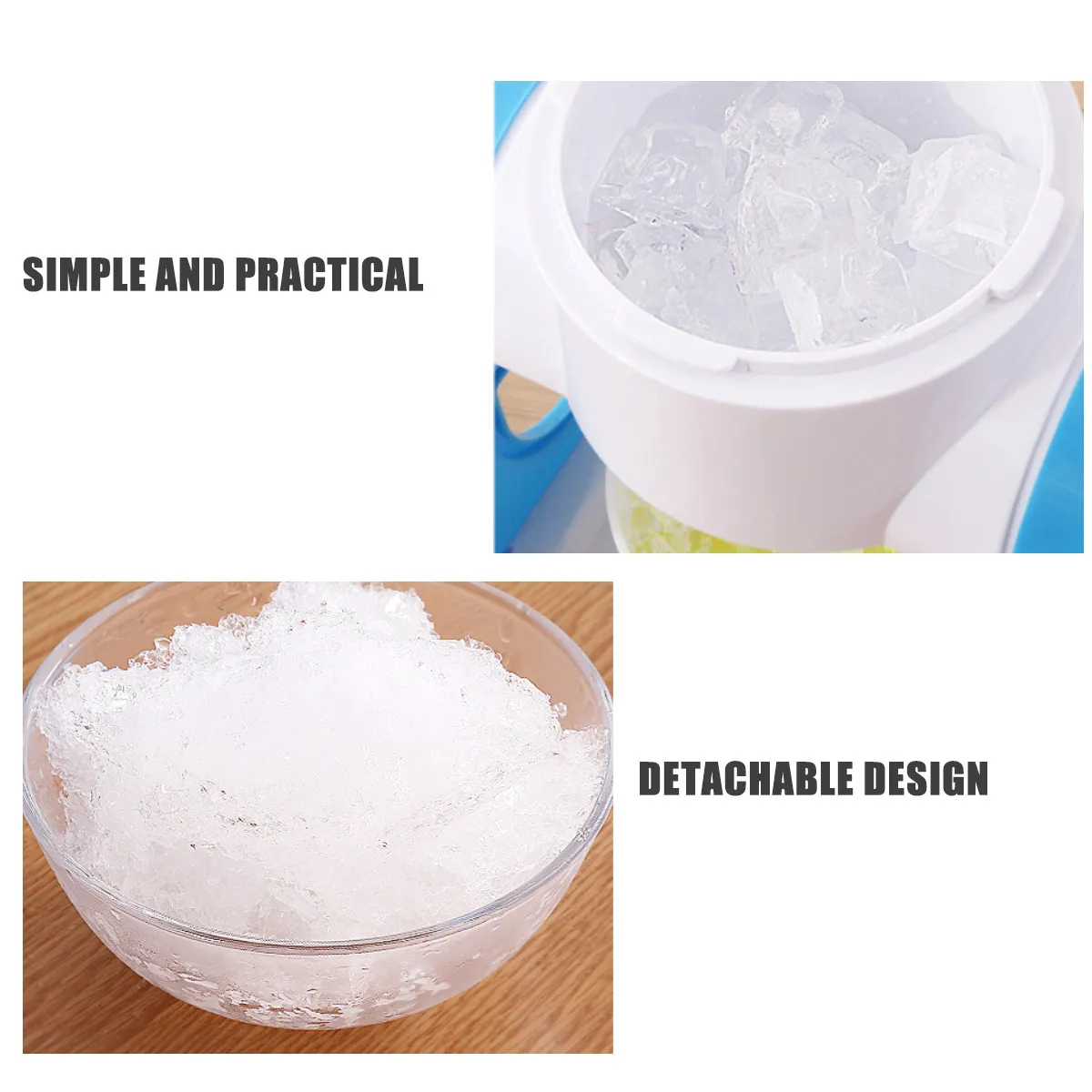 Manual Shaved Ice Machine Household Ice Crusher Mini Blue Easy Operation Detachable Design for Smoothies Shaver