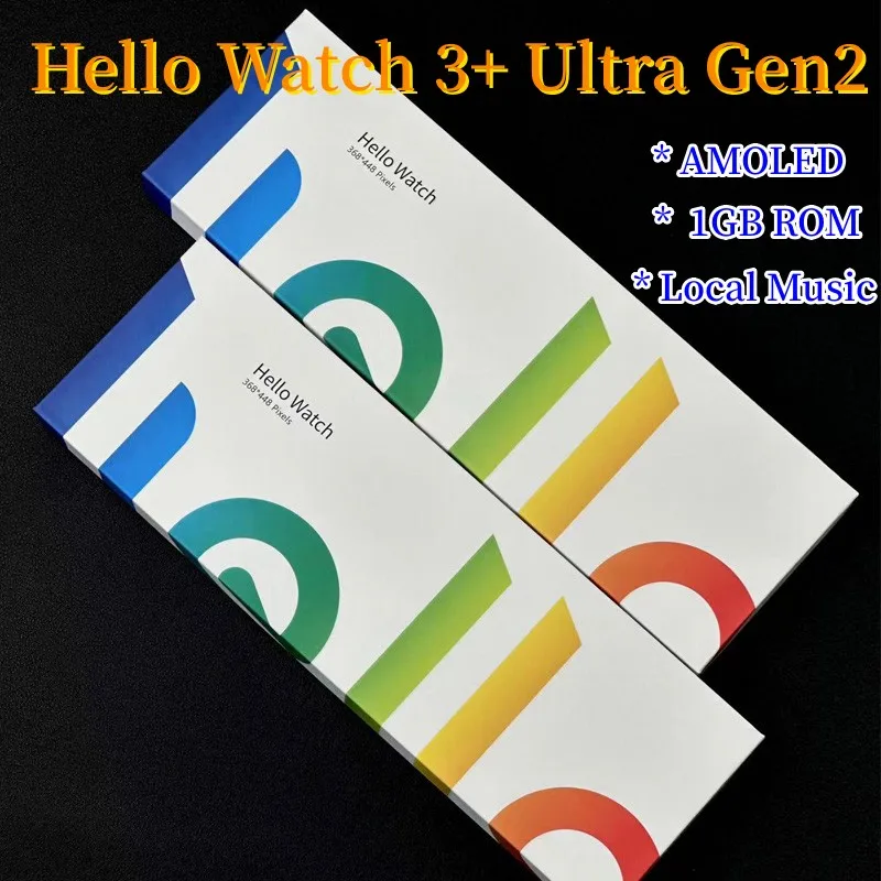 2024 Upgrade Hello Watch 3+ Plus Smartwatch Amoled 450mAh 49mm Compass NFC 1GB Rom Local Music Heart Rate Smart Watch For Men