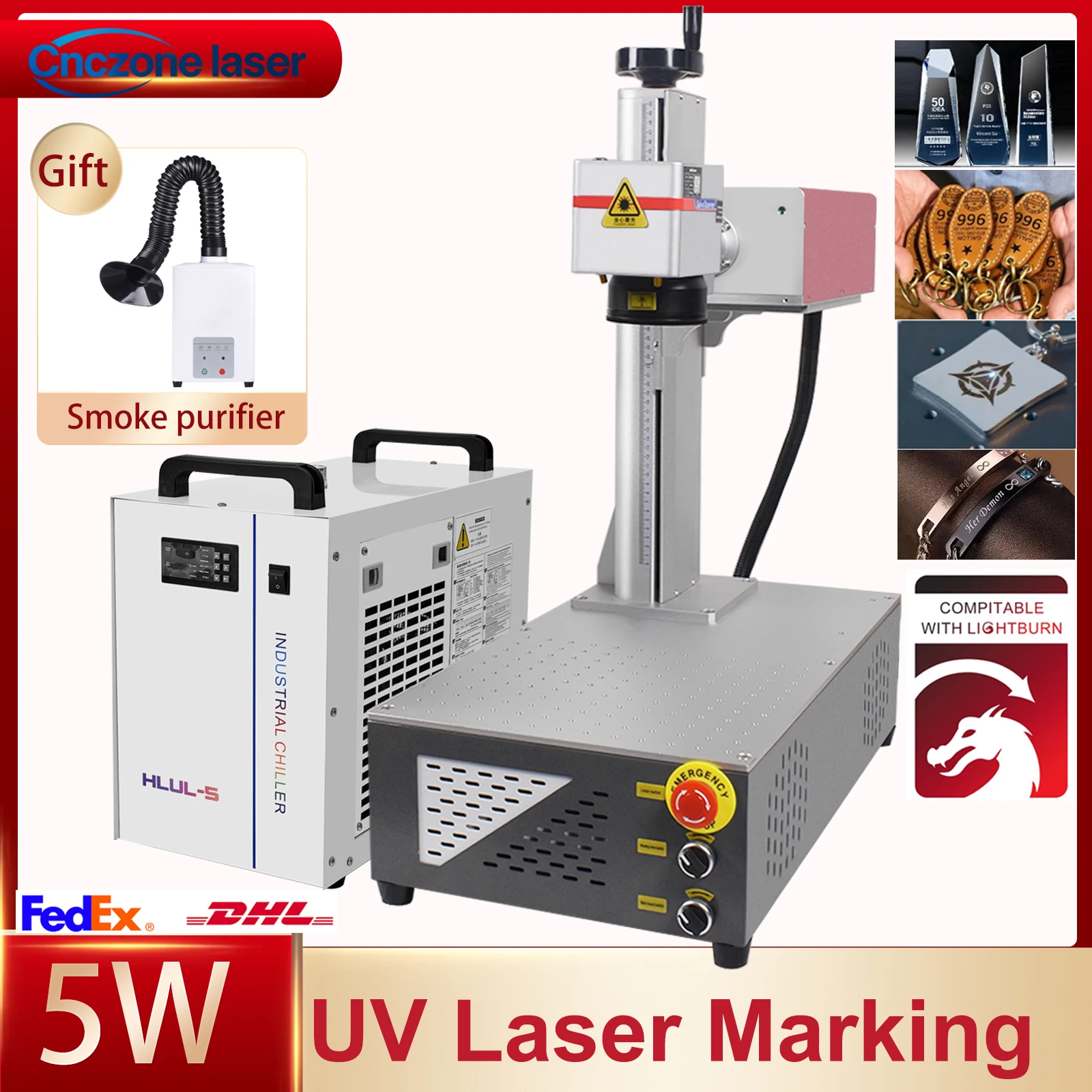 

5 Вт УФ-лазерная маркировочная машина Волокно УФ 5 Вт 355 нм неметаллический гравер для стекла/дерева/ПВХ/нержавеющей стали/пластика маркировки 200x200 мм