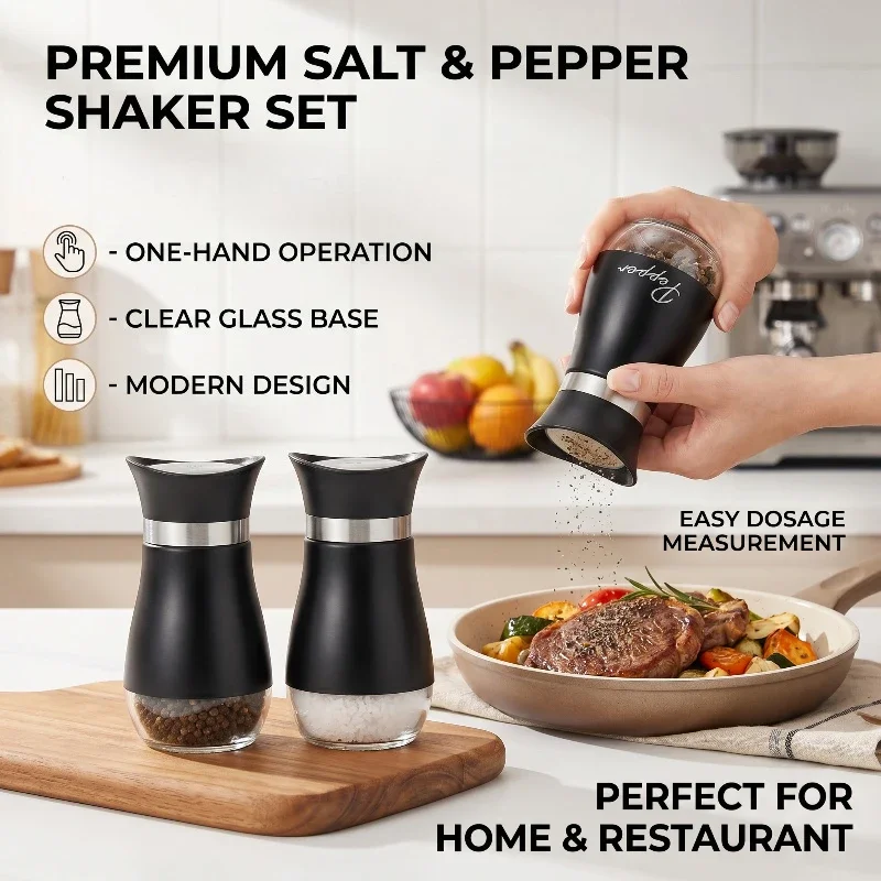 2pcs Glass Seasoning Shaker Bottles Spice Jars Barbecue Condiment Salt Pepper Cumin Dispenser Kitchen Condiment Container