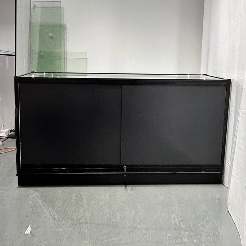 70'' Full Vision Glass Showcase Display Case - Black