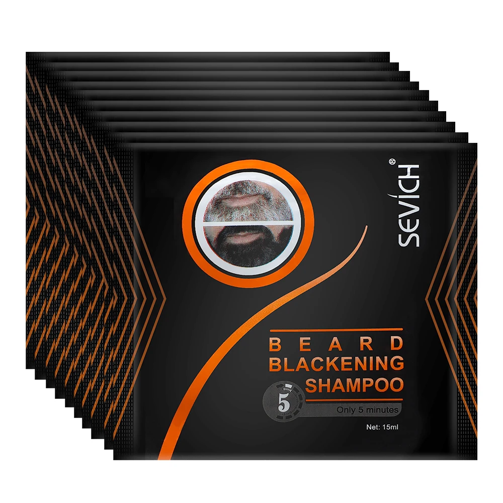 5/10pcs Instant Hair Dye Black Beard Shampoo Beard Paint Men Beard Coloring Dye Natural Temporary Blackening Moustache Shampoo