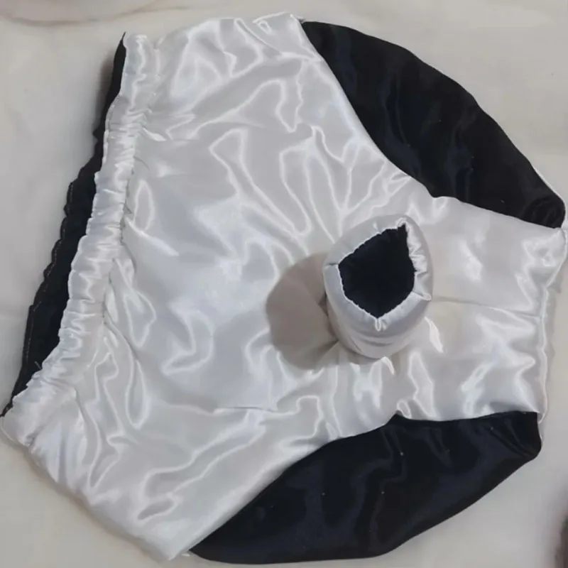 Glossy Soft Sexy Men's Floral Silky Touch Briefs With Filled Long Staple Cotton Sheath Pants Club Costumes BF Private Party