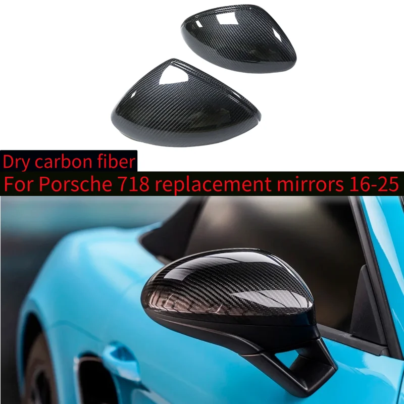 

For Porsche 718 Boxster Cayman 981 982 Dry Carbon Mirror Caps GT3 Style Lightweight Modification 2016-2023