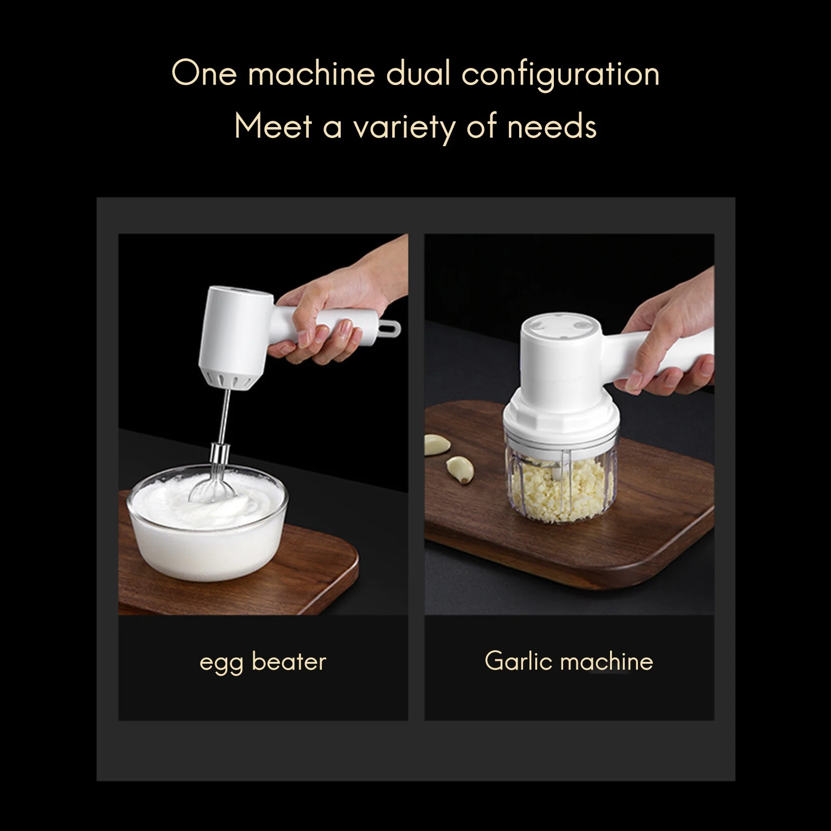 

3In1 Electric Blender Wireless Food Cream Mixer USB Electric Egg Beater Handheld Garlic Chopper Meat Grinder