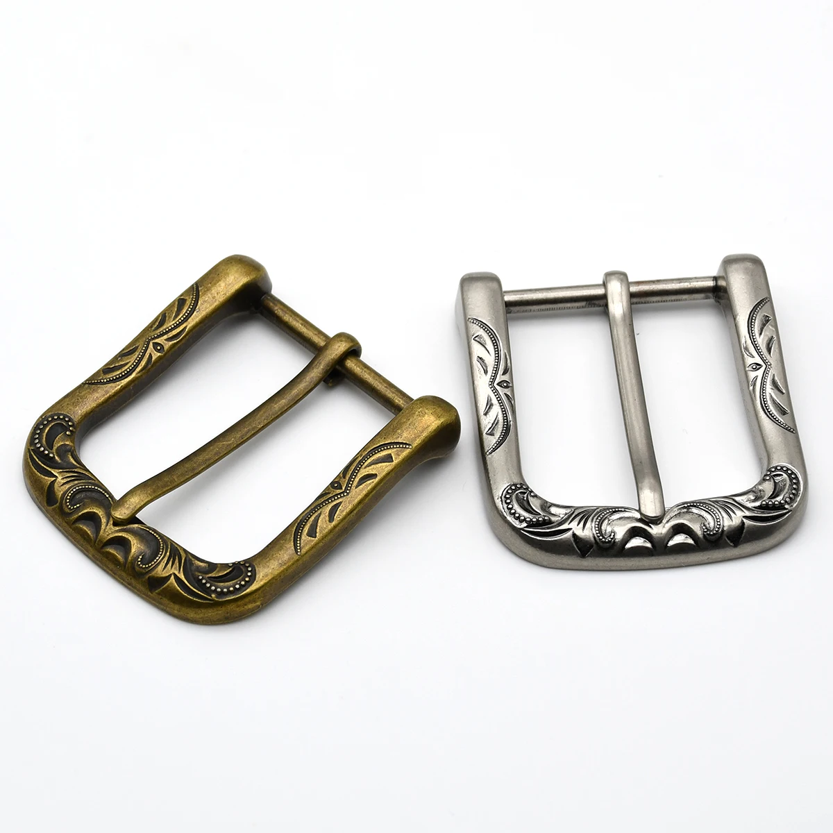 1Piece Belt Buckle for Men 40mm Pin Buckle Embossed Waistband Head Leather Craft Belt Parts DIY Accessories Antique Bronze