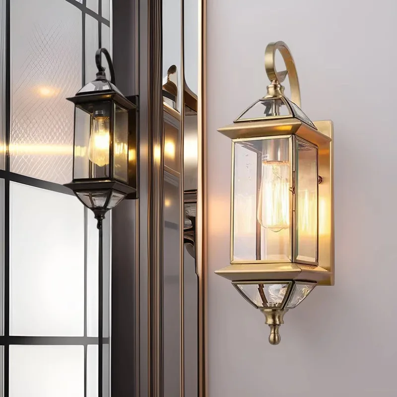 

Copper Waterproof LED Wall Lamp Outdoor Garden Light Balcony Gold Wall Light Big Sconce For Hotel Bedroom LED Lighting Fixtures