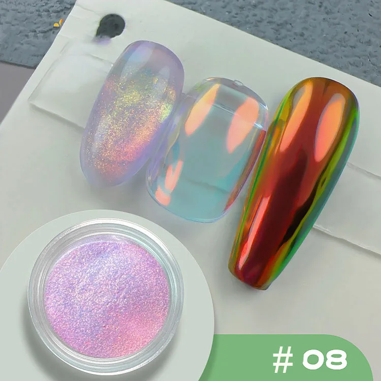 1Jar Metallic Spiegel Chrom Nagel Pulver Holographische Laser Silbrig Goldene Nagel Reiben Glitter Pigment UV Gel Polnisch Spiegel Powde