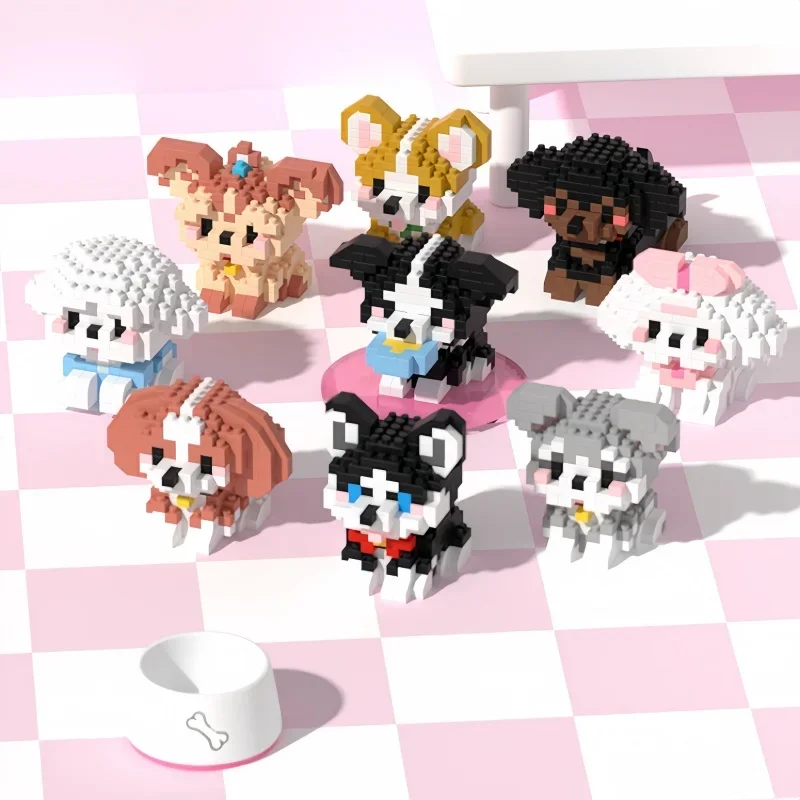 سلسلة الحيوانات الأليفة الصغيرة الجسيمات الصغيرة تجميعها اللبنات للأطفال الكرتون جرو القط لغز تجميع الطوب لعب هدايا الأطفال #3