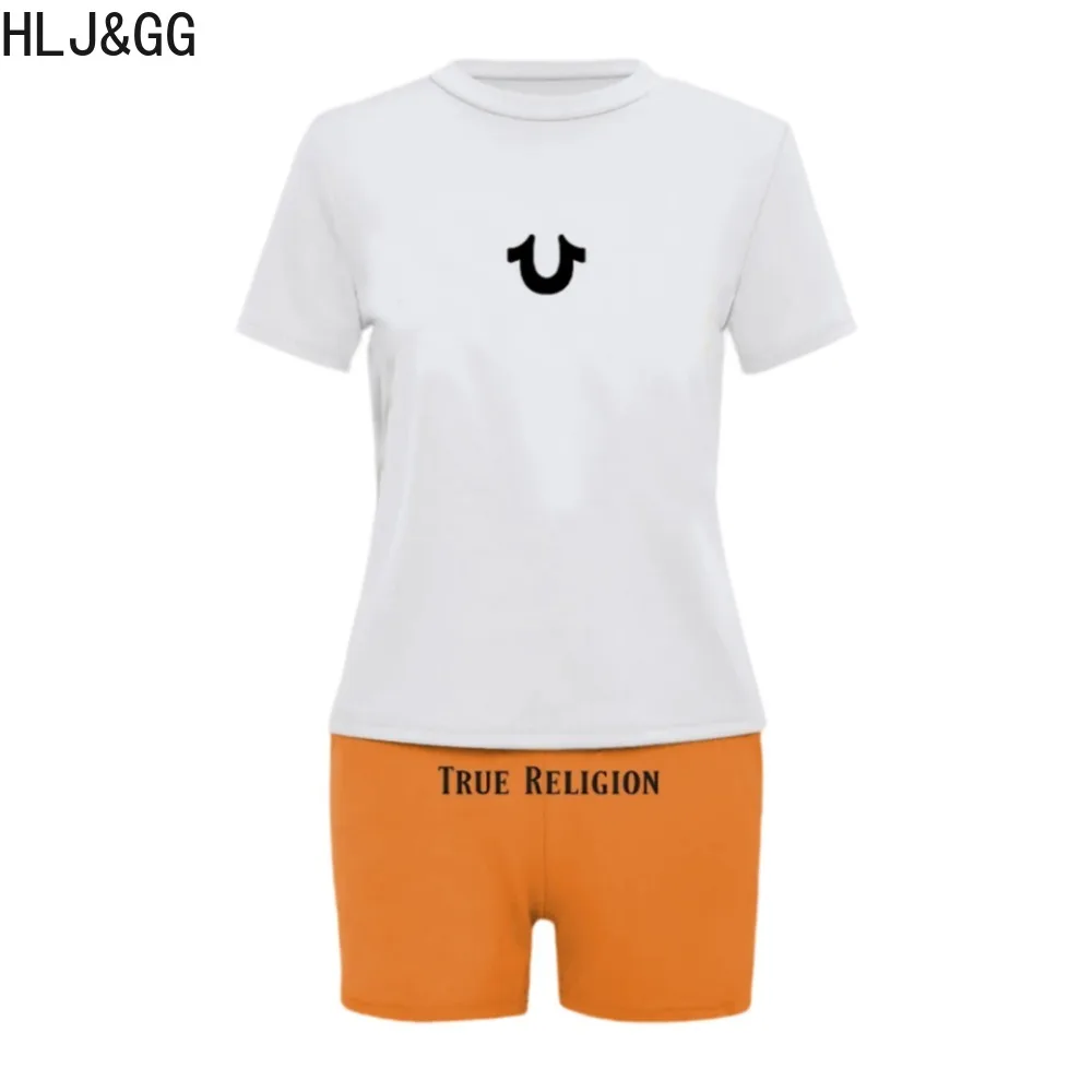 Fato de treino com letras HLJ e GG, roupas esportivas casuais, shorts monocromáticos, conjuntos correspondentes, primavera, verão, moda Y2K, 2