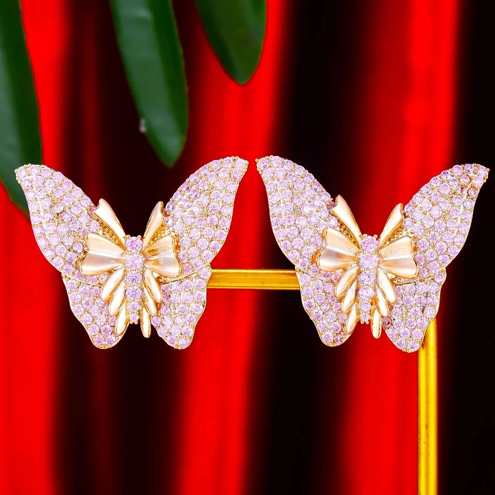

Missvikki New Luxury Purple Butterfly Earrings Shiny Fashion Ladies Daily Party Show Wedding Gift Jewelry Best Gift