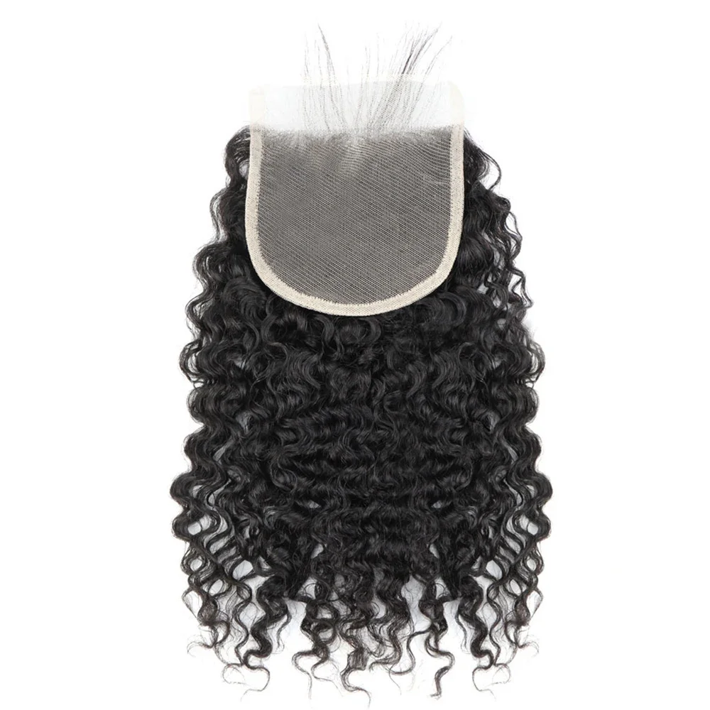 8-18 Zoll Pixie Curly 4X4 Transparenter Spitzenverschluss Brasilianischer Spitzenverschluss vorne Nur Pixie Mongolian Curl Echthaar für Frauen