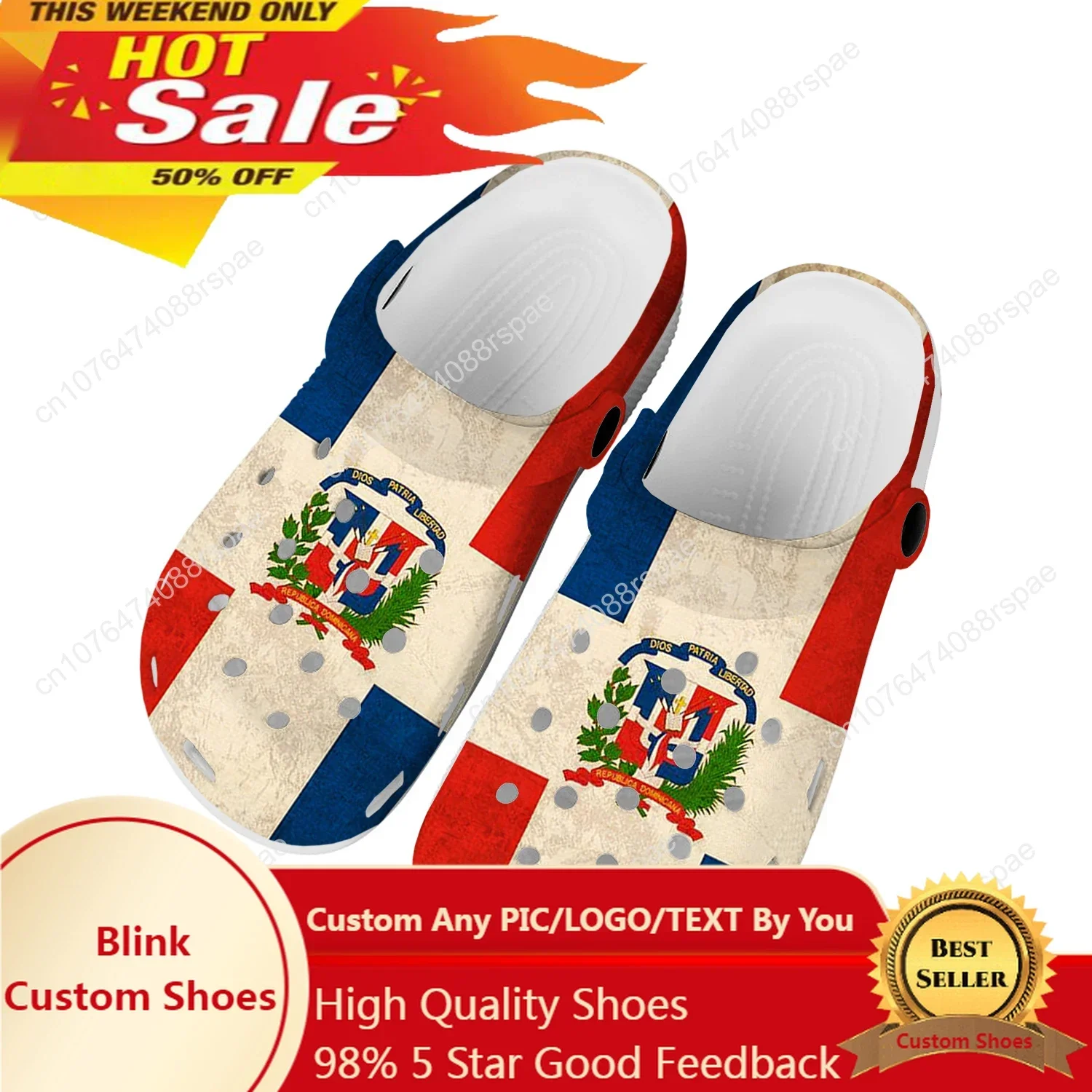 

Dominican Republic Flag Home Clogs Custom Water Shoes Mens Womens Teenager Shoe Garden Clog Breathable Beach Hole Slippers