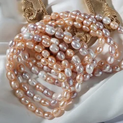 Natural Freshwater Pearl Bracelet for Women White Pink Purple Small Tiny Rice Pearls Bracelet Simple Elastic Bangle Jewelry Gift